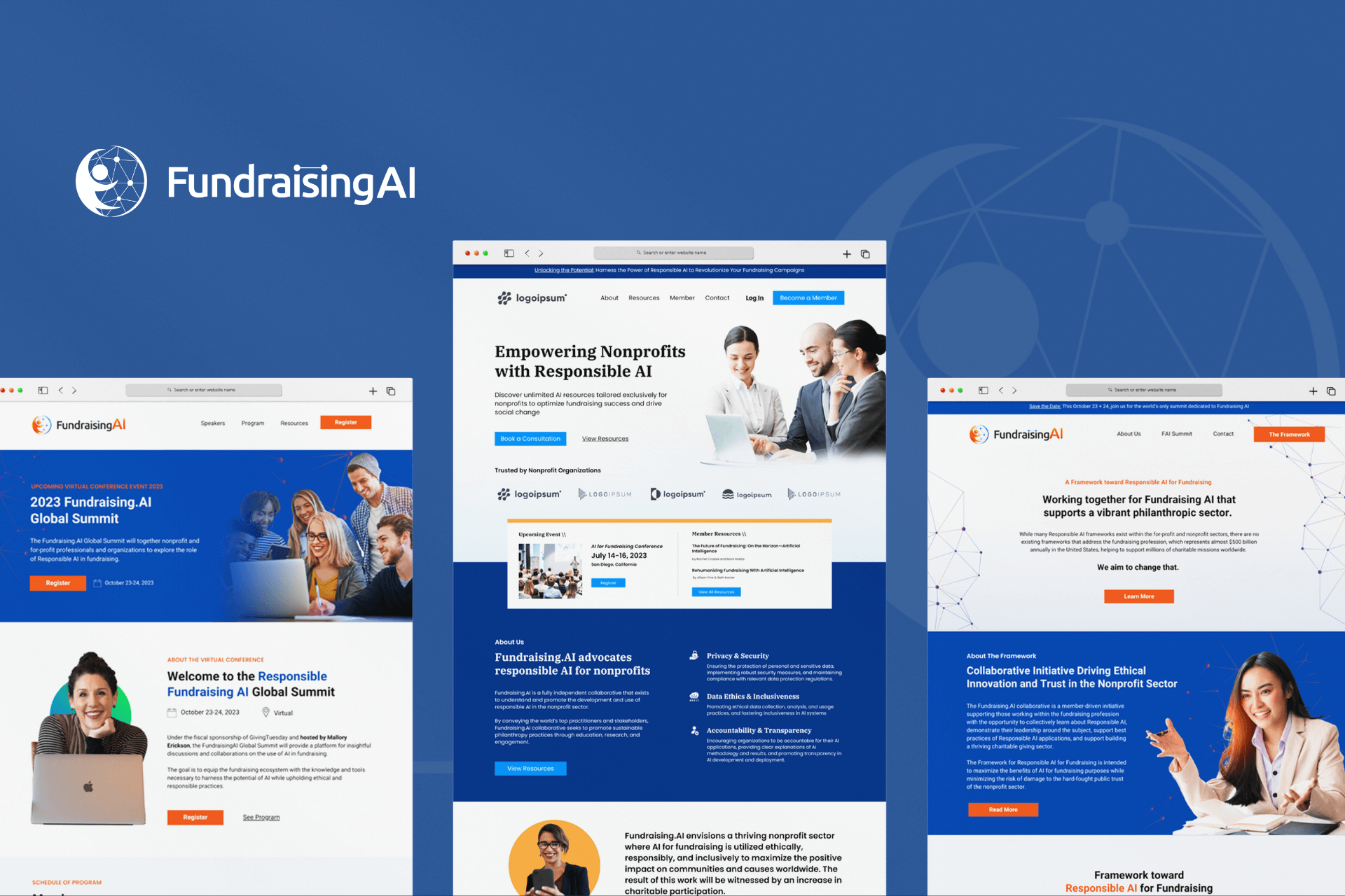 Sample of brand and website for Fundraising.AI